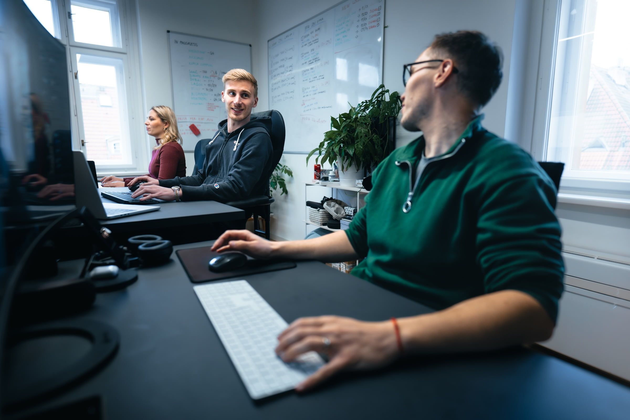 Members of sales team communicating with each other